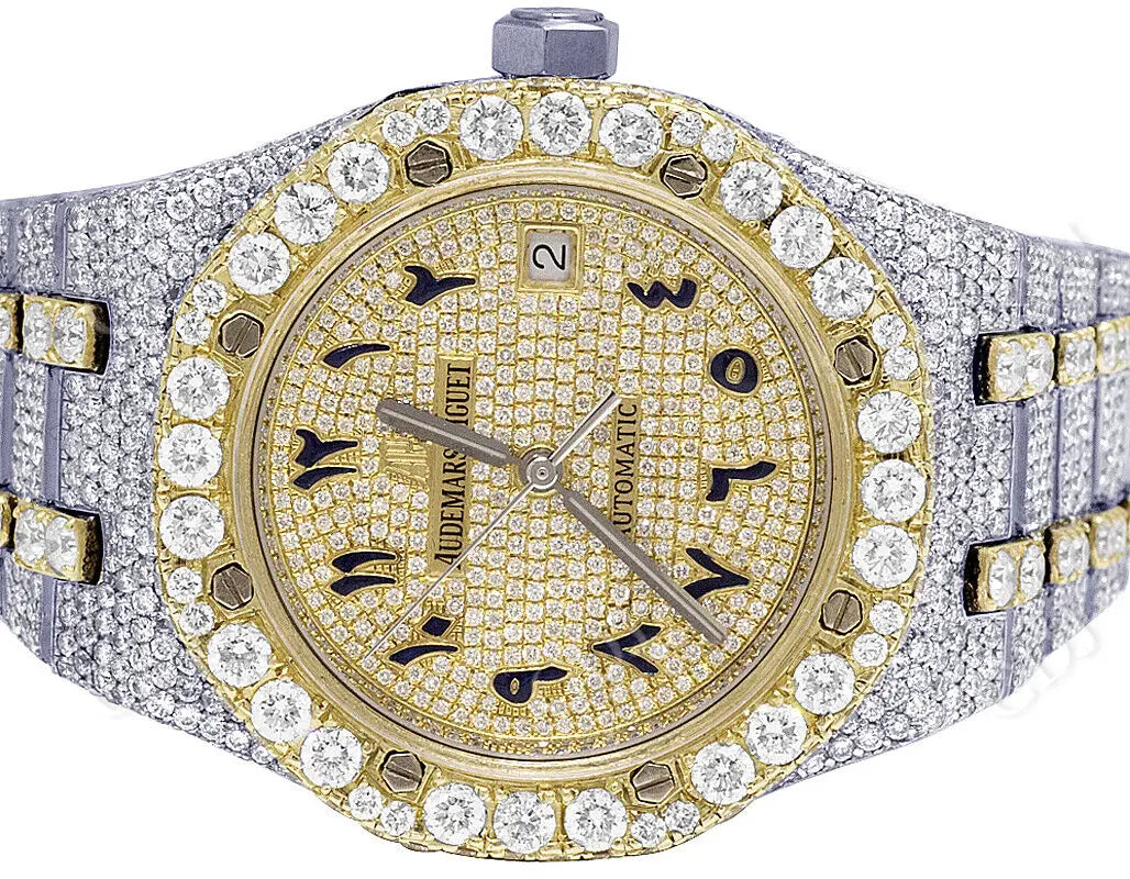 Two Tone Yellow White Audemars Piguet Lab Diamond Wrist Watch customdiamjewel