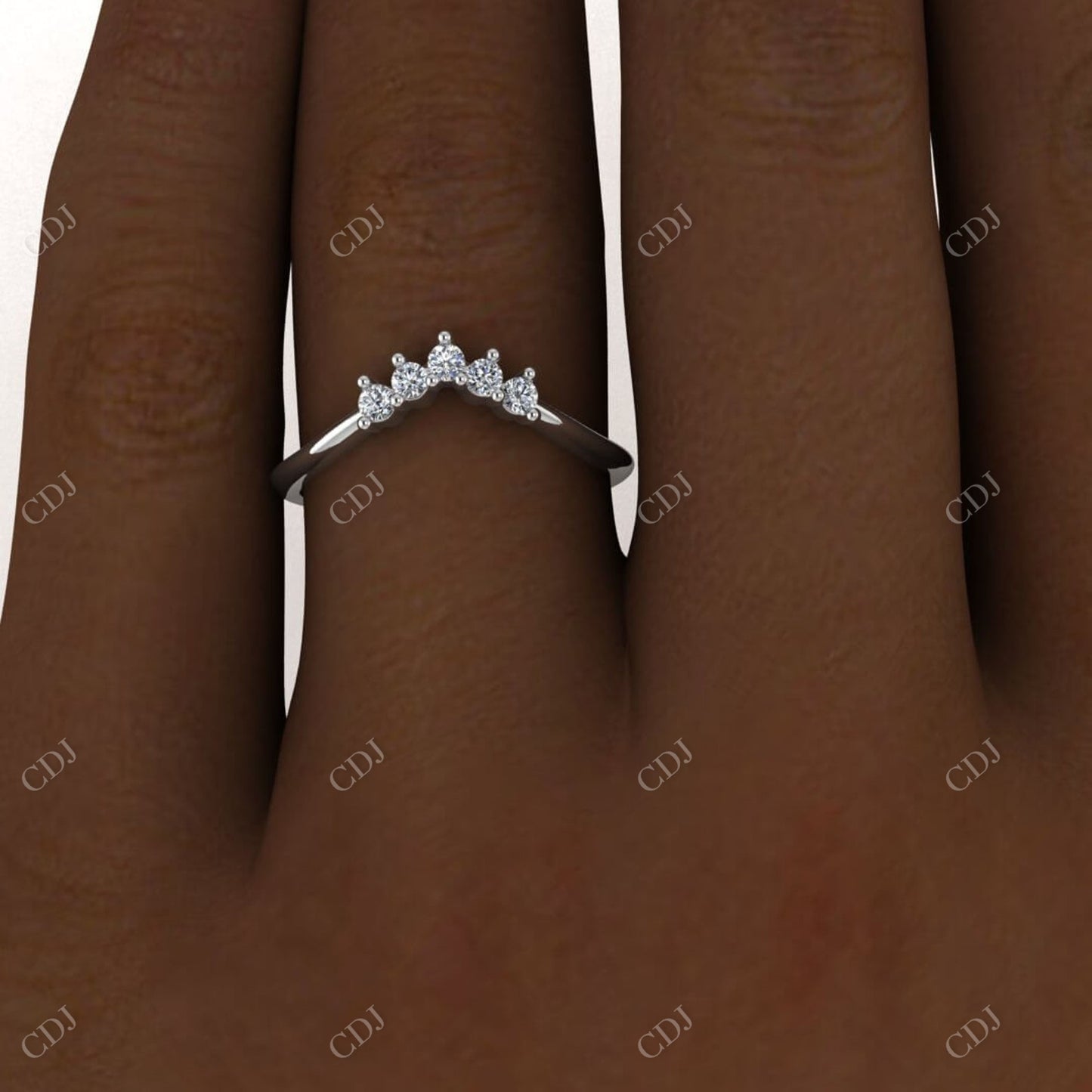 0.15CTW White Gold Belen Curved Diamond Wedding Band customdiamjewel