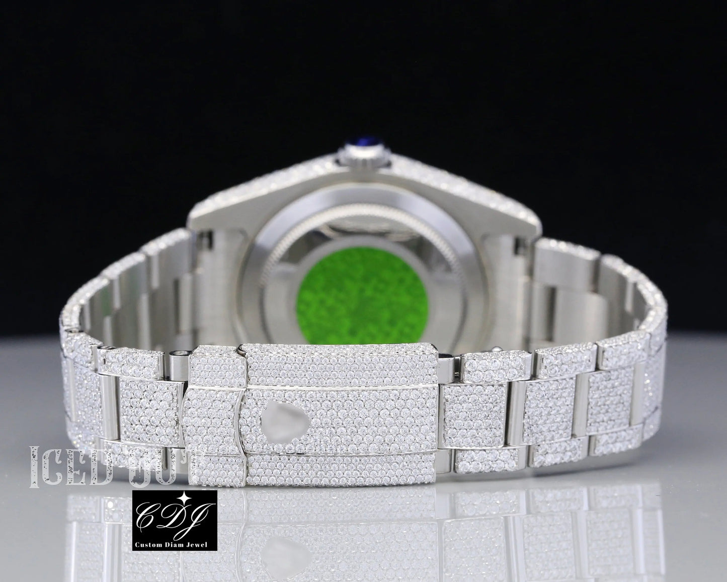 Hip Hop Luxury Iced Out Natural Diamond Rolex Wrist Watch customdiamjewel