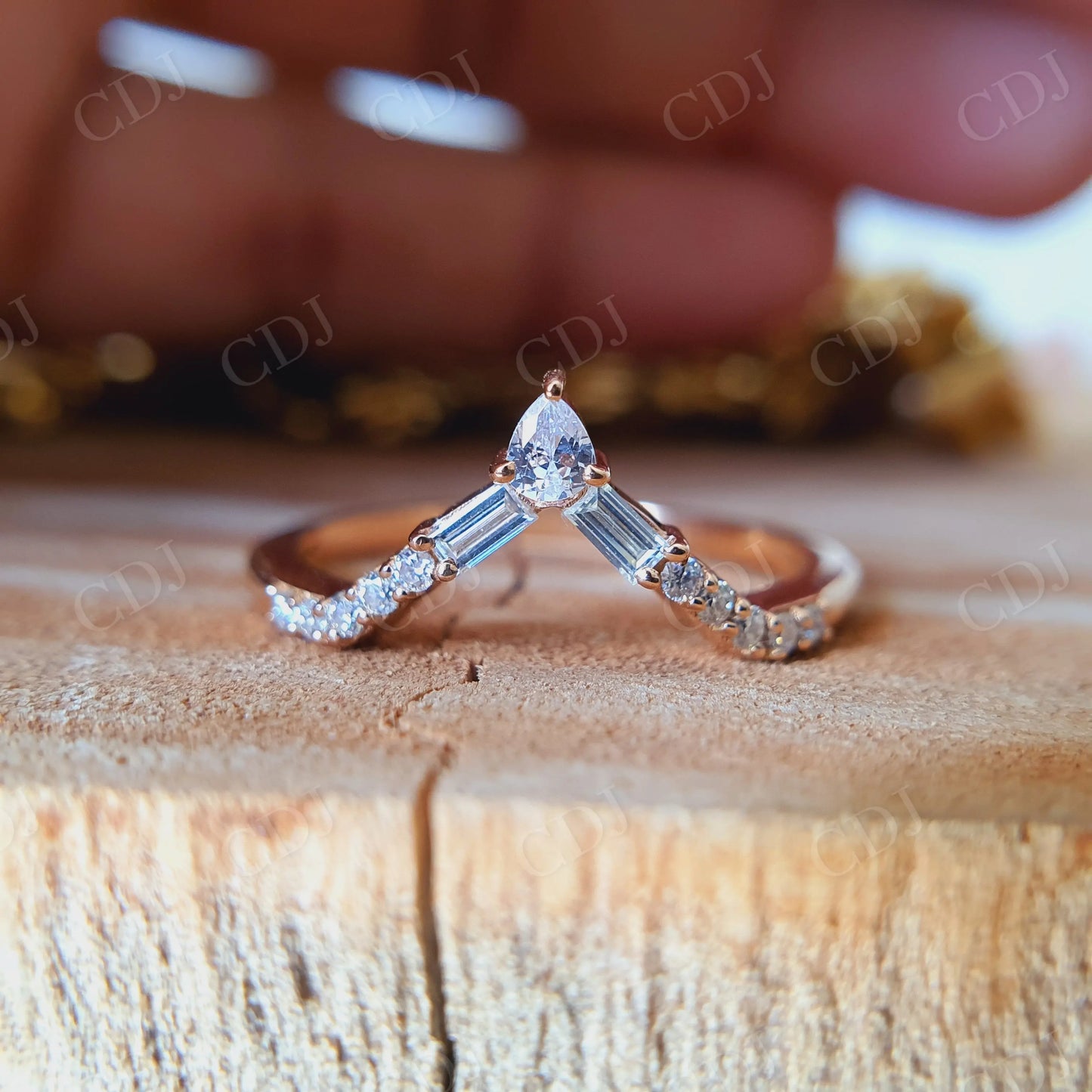 Baguette Cut V Shaped Moissanite Wedding Band customdiamjewel