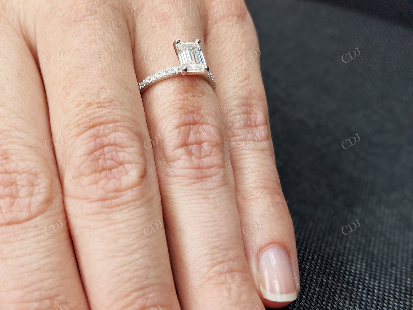 1.15CTW Emerald Cut Moissanite Engagement Ring customdiamjewel