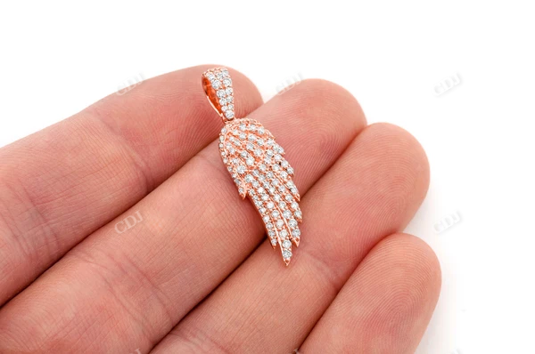 Angel Wing 0.85CTW Hip Hop Round Diamond Pendant customdiamjewel