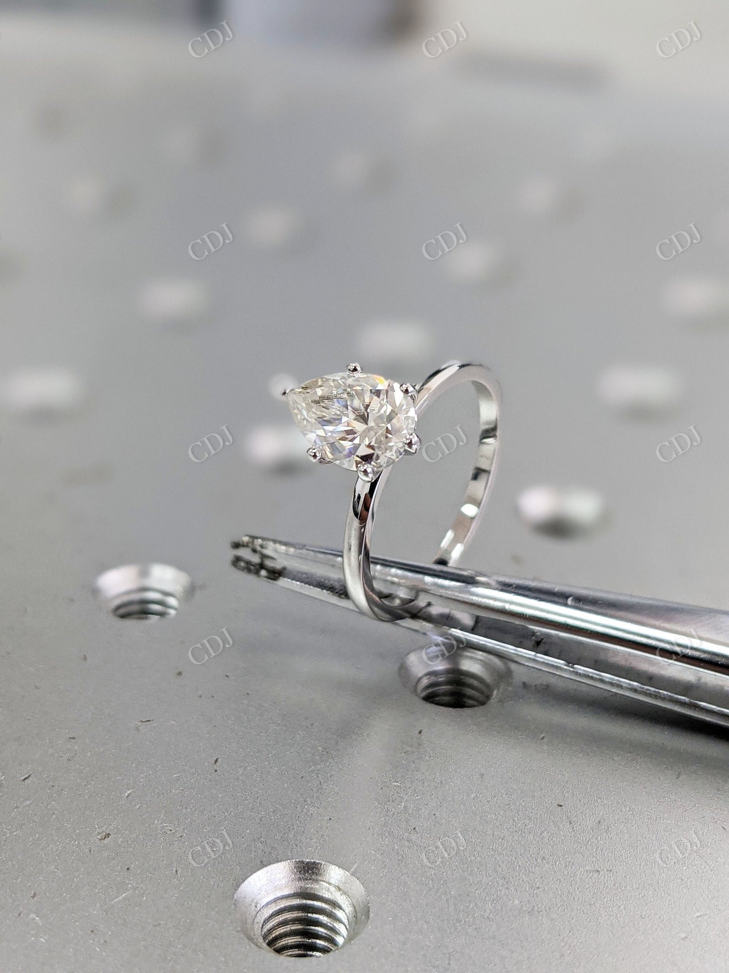 1.50CT Pear Cut Solitaire Moissanite Engagement Ring customdiamjewel