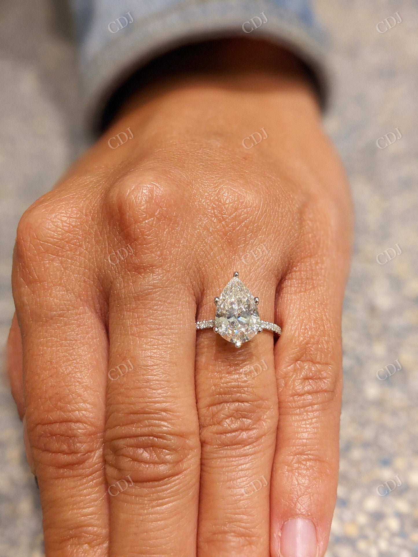 3.15CTW Pear Cut Moissanite Engagement Ring customdiamjewel