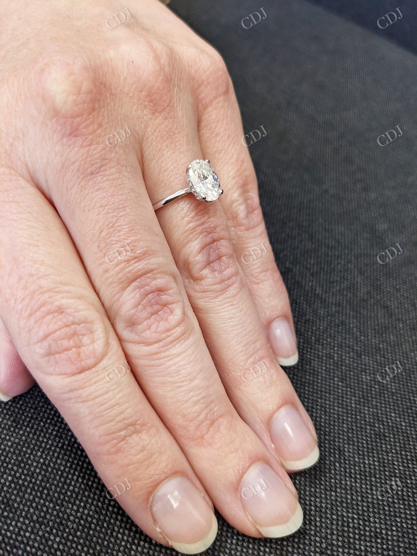 2.80CTW Oval Cut Hidden Halo Moissanite Engagement Ring customdiamjewel