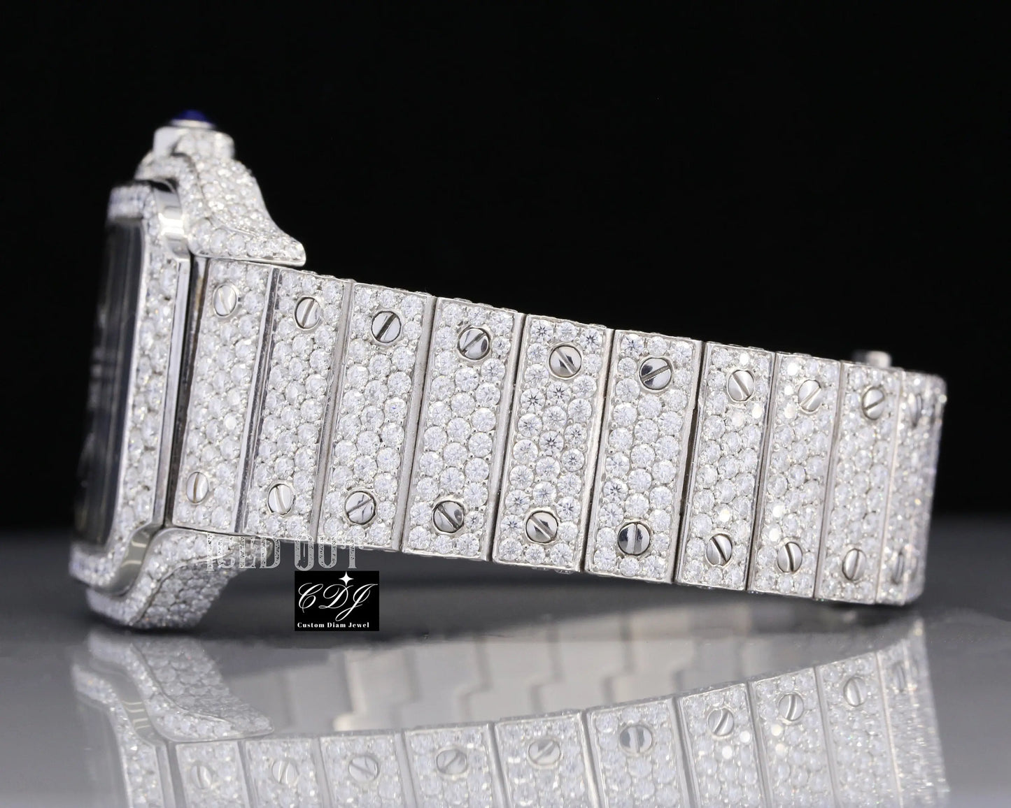 Cartier Skeleton Moissanite Hip Hop Wrist Watch customdiamjewel