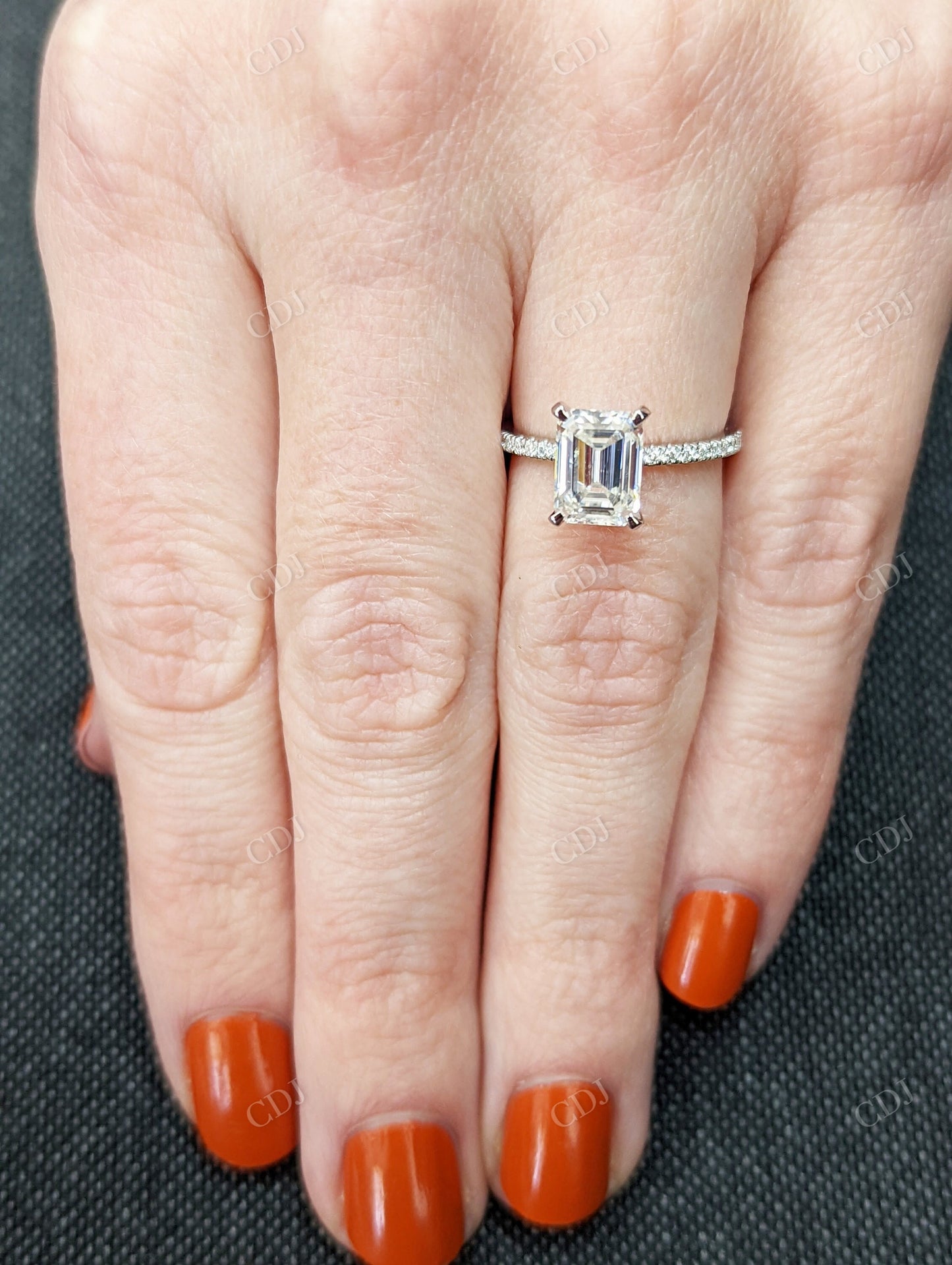 1.65CTW Emerald Cut Moissanite Engagement Ring customdiamjewel