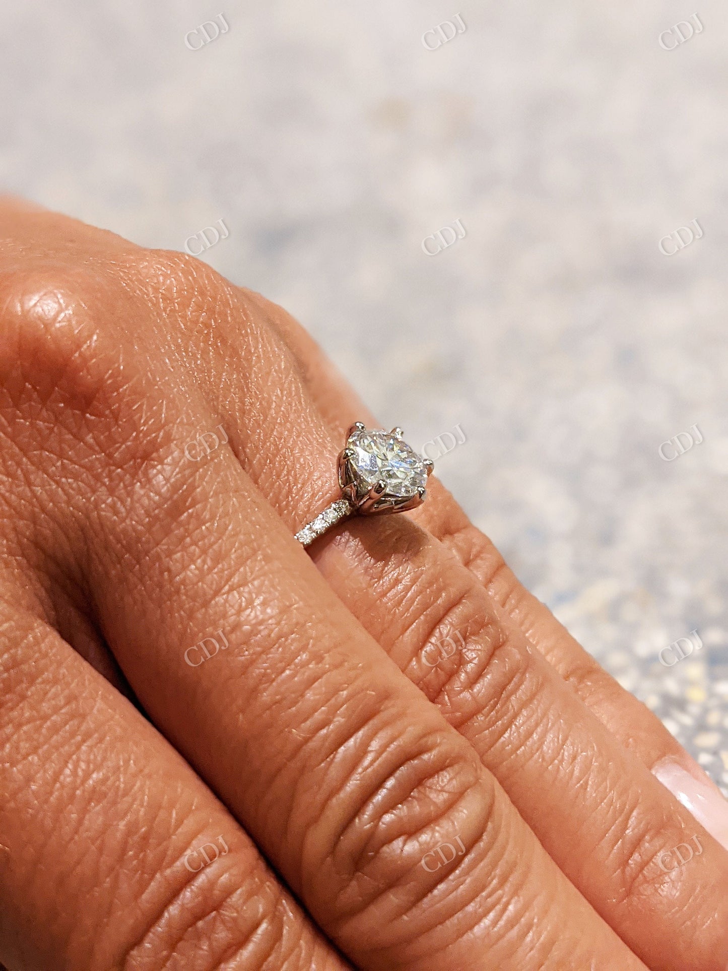 1.59CTW Round Cut Moissanite Engagement Ring customdiamjewel