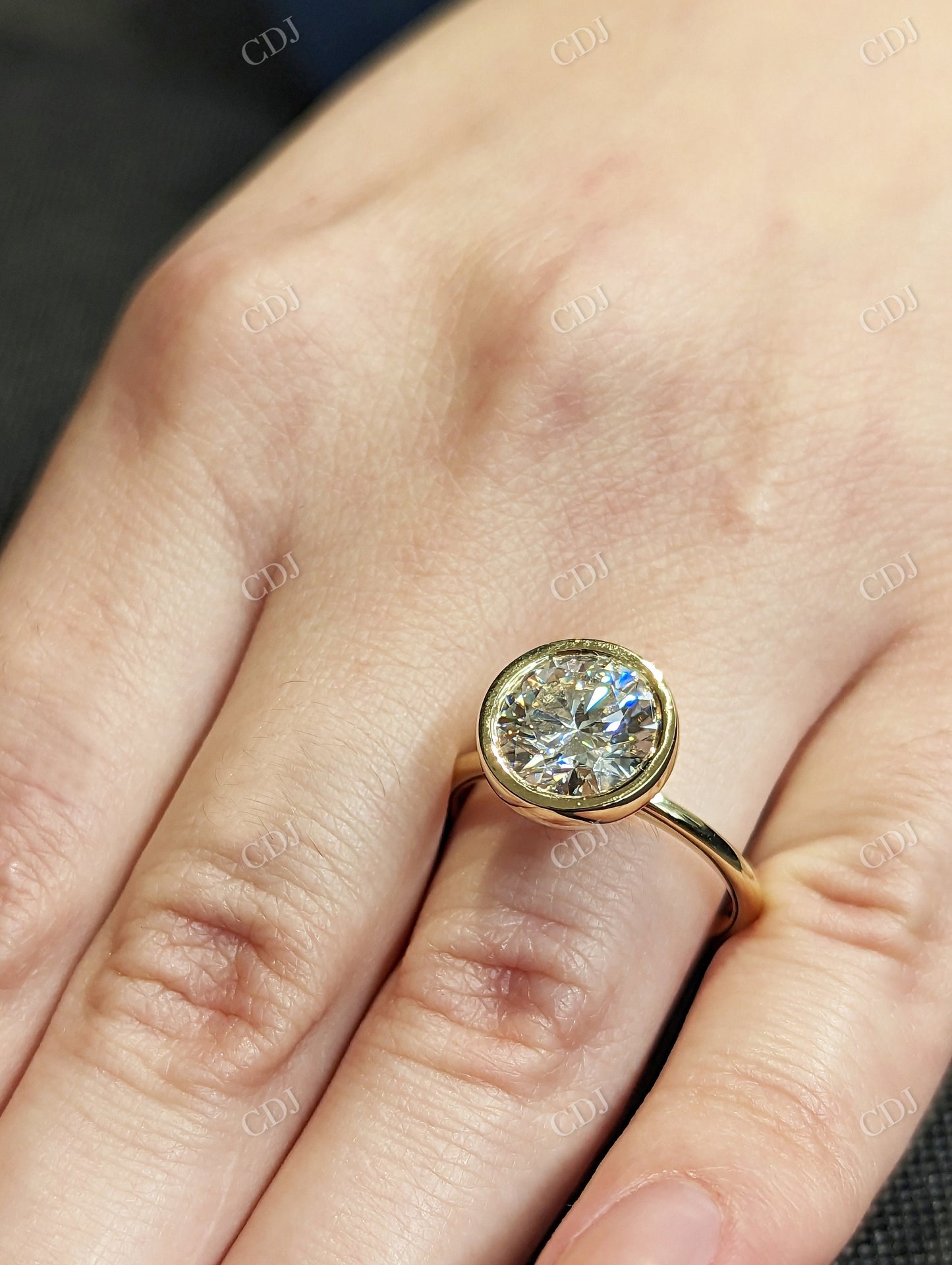 3.00CT Round Bezel Set Moissanite Engagement Ring customdiamjewel