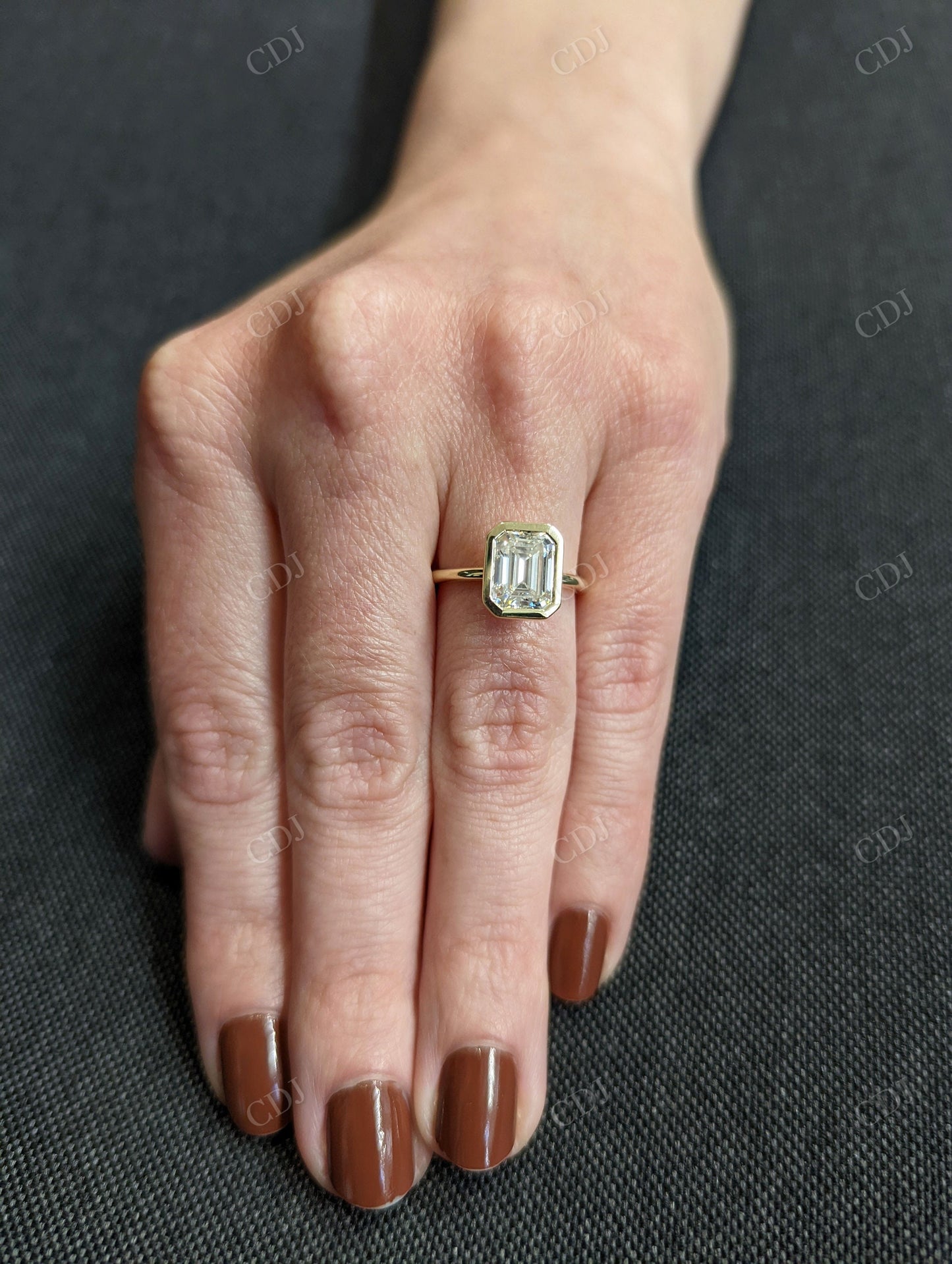 3.45CTW Emerald Cut Moissanite Engagement Bridal Ring Set customdiamjewel