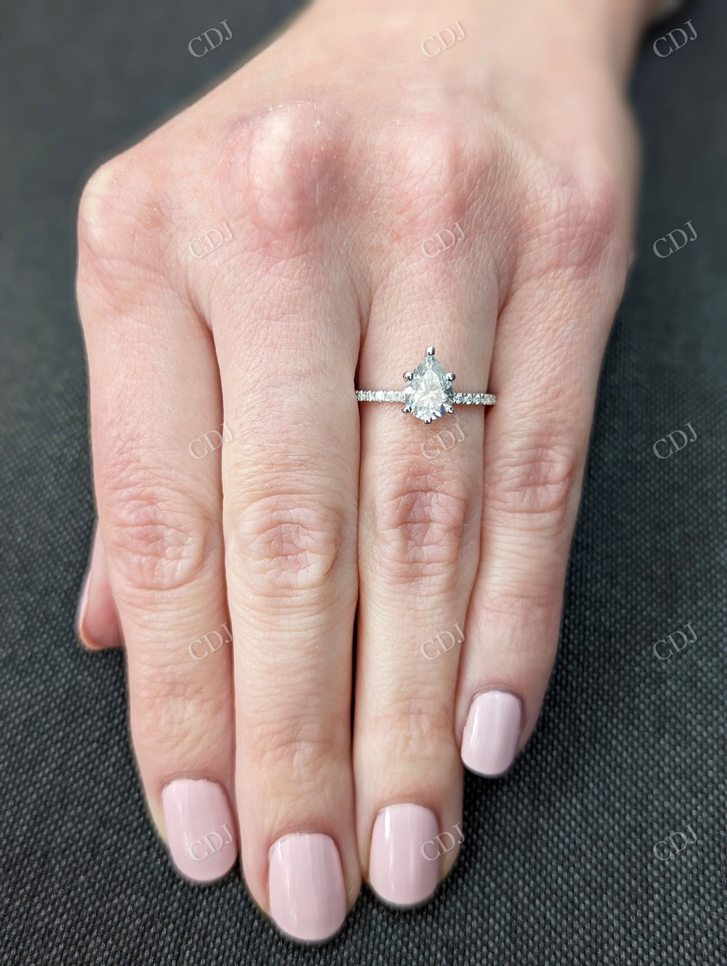 1.30CTW Pear Cut Hidden Halo Moissanite Ring customdiamjewel