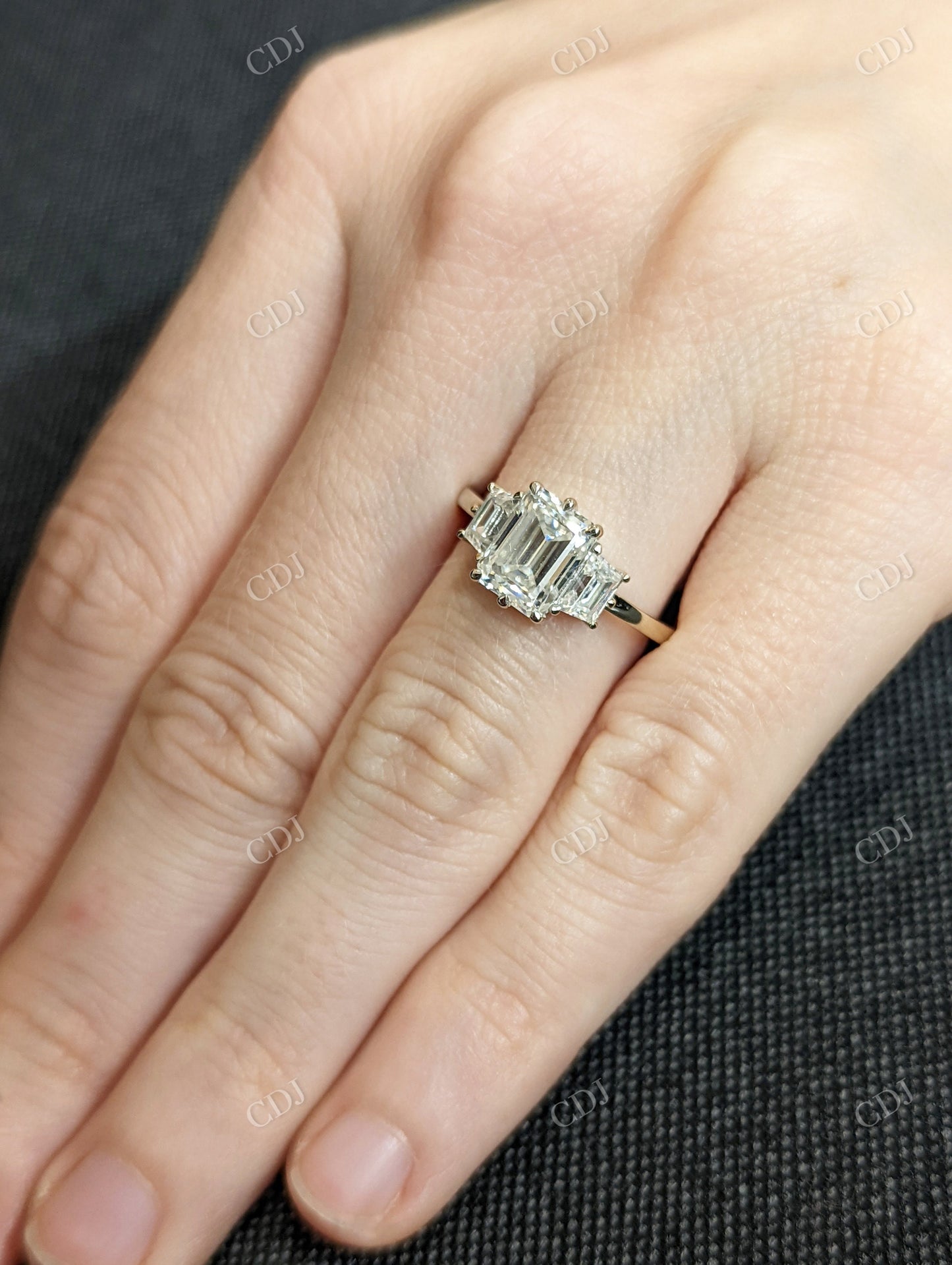 2.50CTW Emerald Cut Three Stone Moissanite Ring customdiamjewel