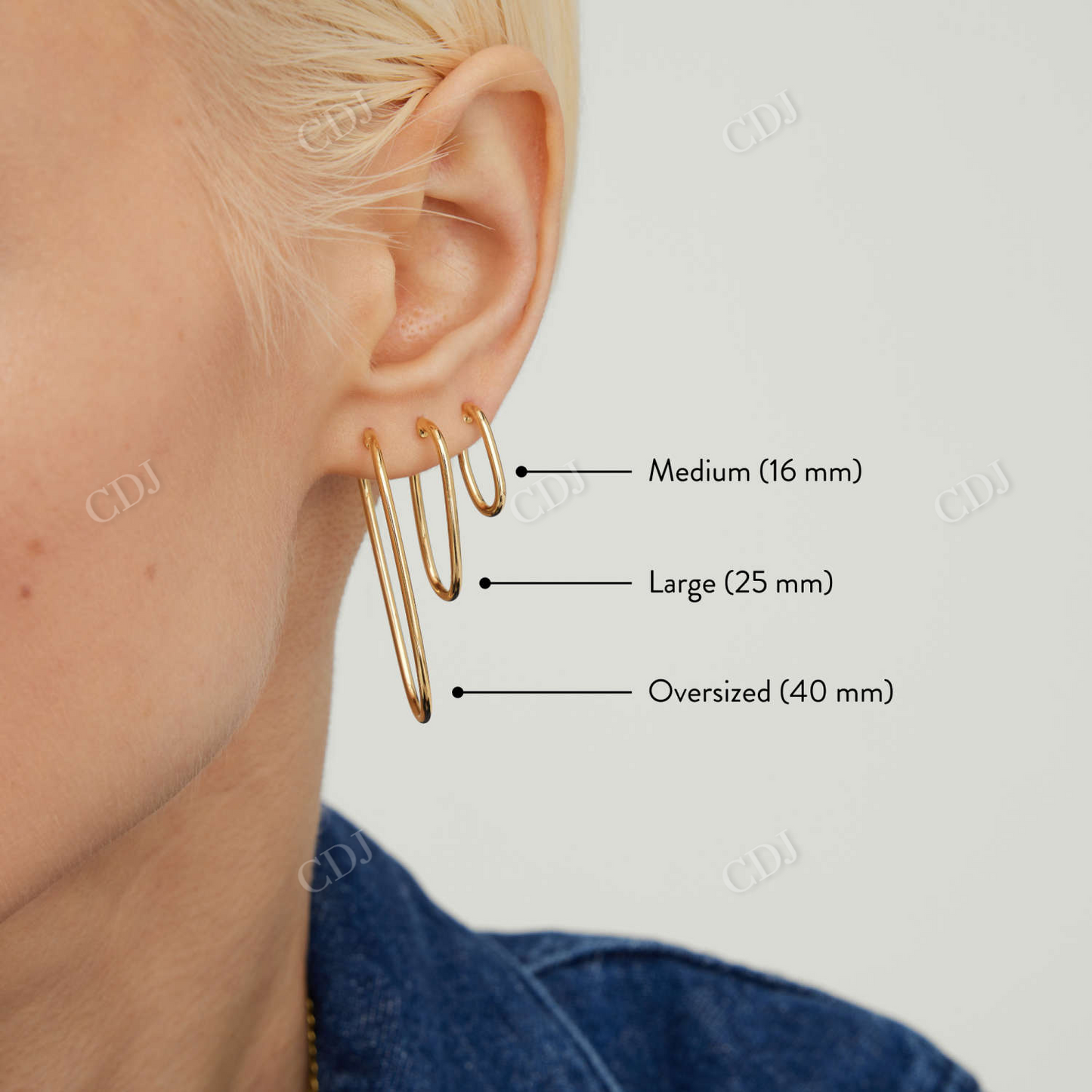 14k Gold Paperclip Hoop Earrings customdiamjewel