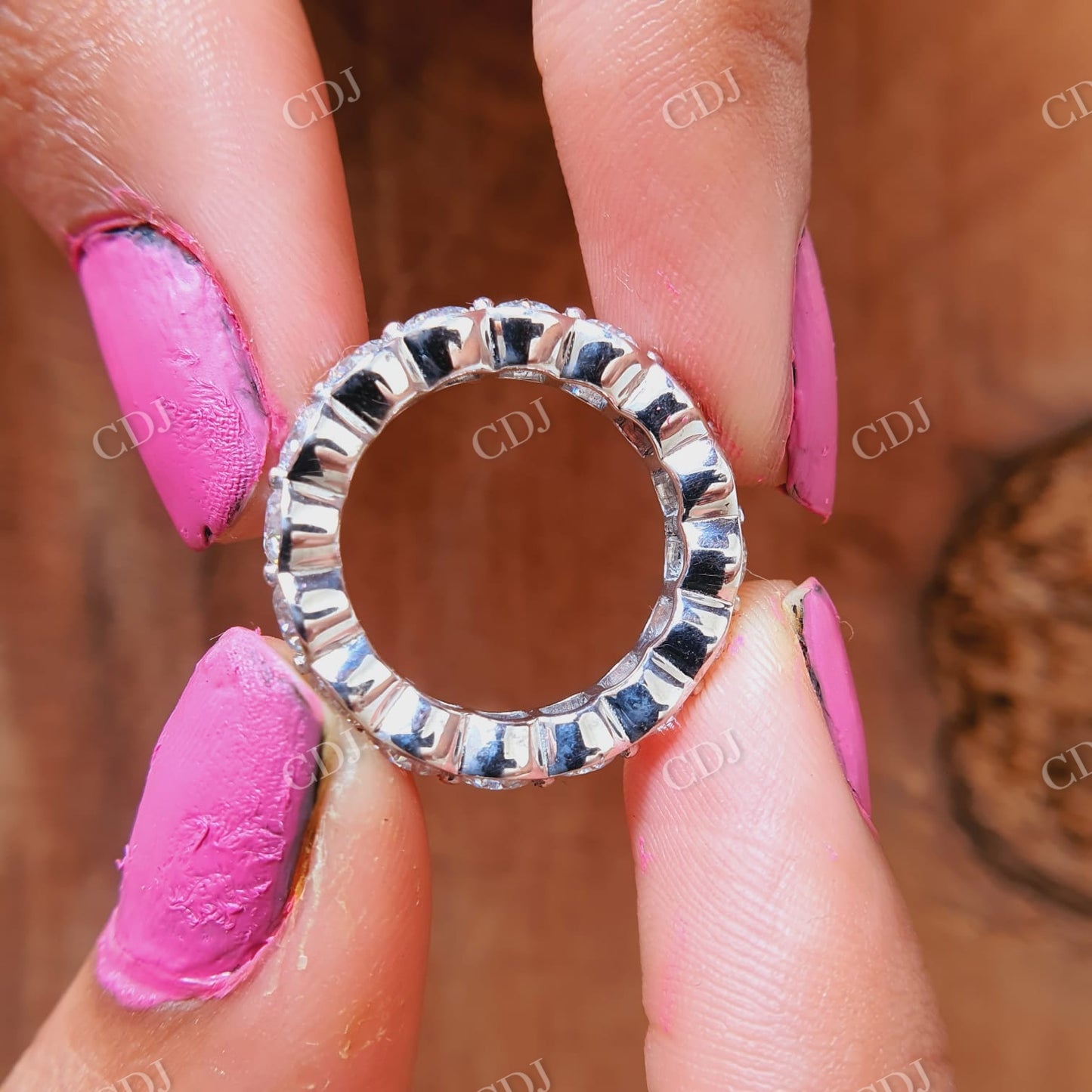 Bezel Full Eternity Round Moissanite Wedding Band customdiamjewel