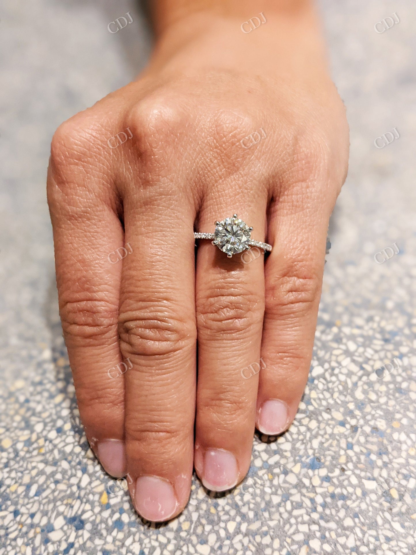 2.01CTW Round Cut Moissanite Engagement Ring customdiamjewel