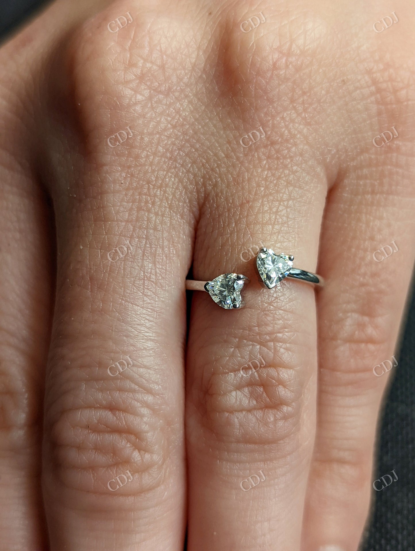 0.50CTW Two Heart Cut Open Style Ring customdiamjewel