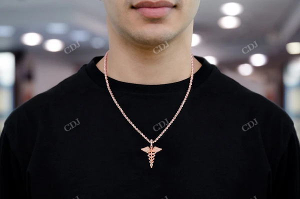 0.65CTW Diamond Caduceus Medical Pendant customdiamjewel