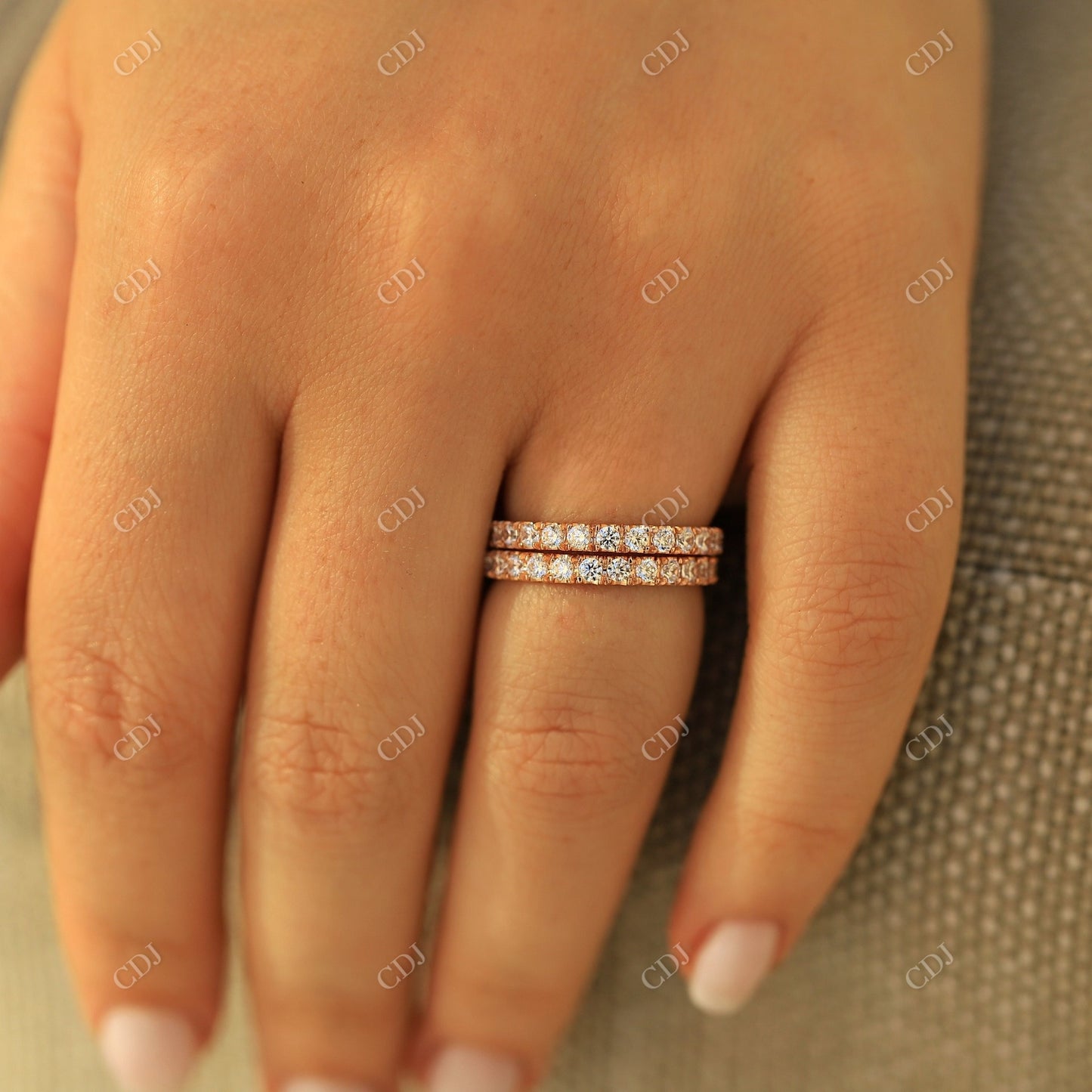 1.00CTW Half Eternity Lab Grown Diamond Wedding Bands customdiamjewel
