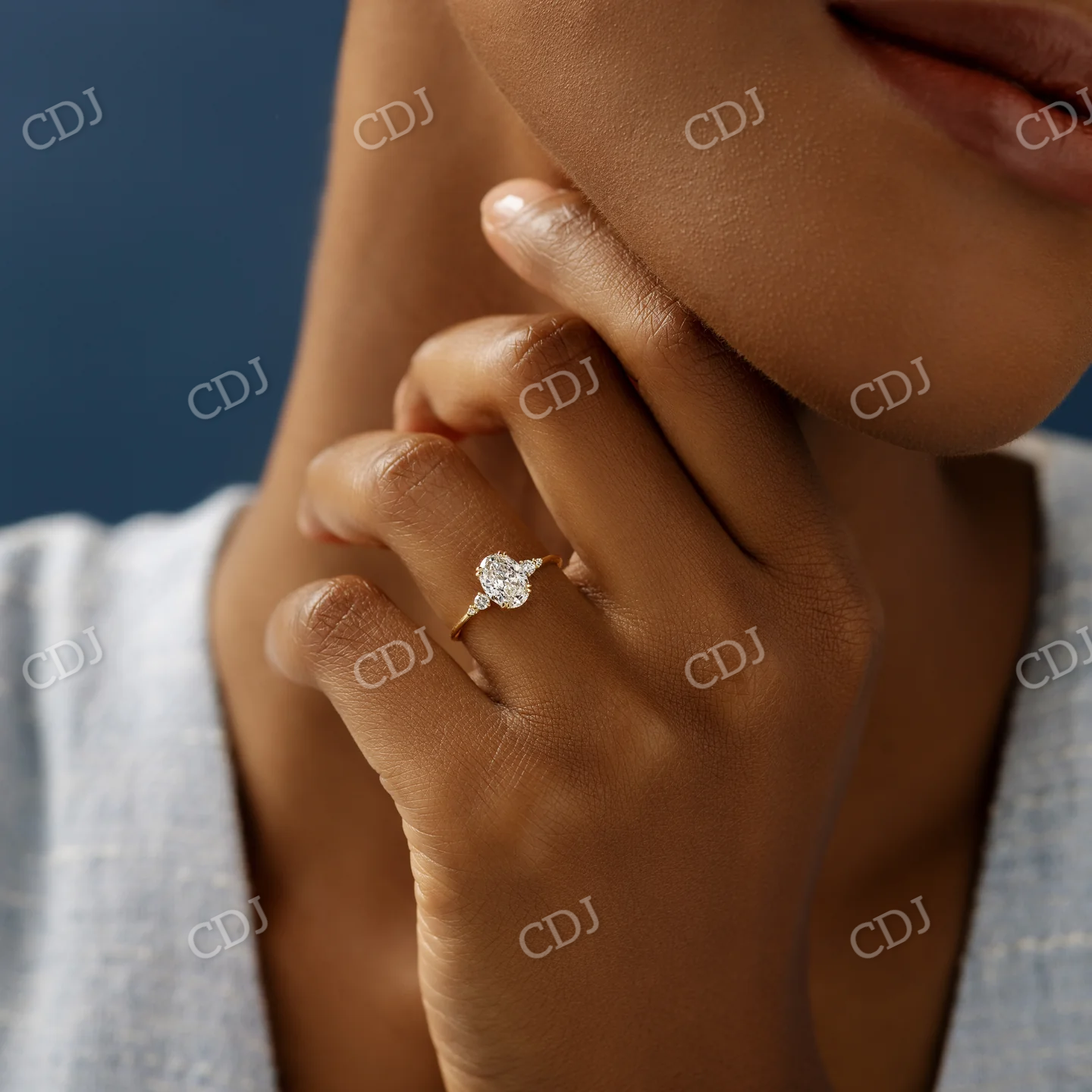 Oval Cut Moissanite Multi Stone Engagement Ring customdiamjewel