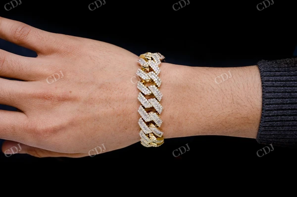 Iced Out Baguette Diamond Cuban Link Bracelet customdiamjewel