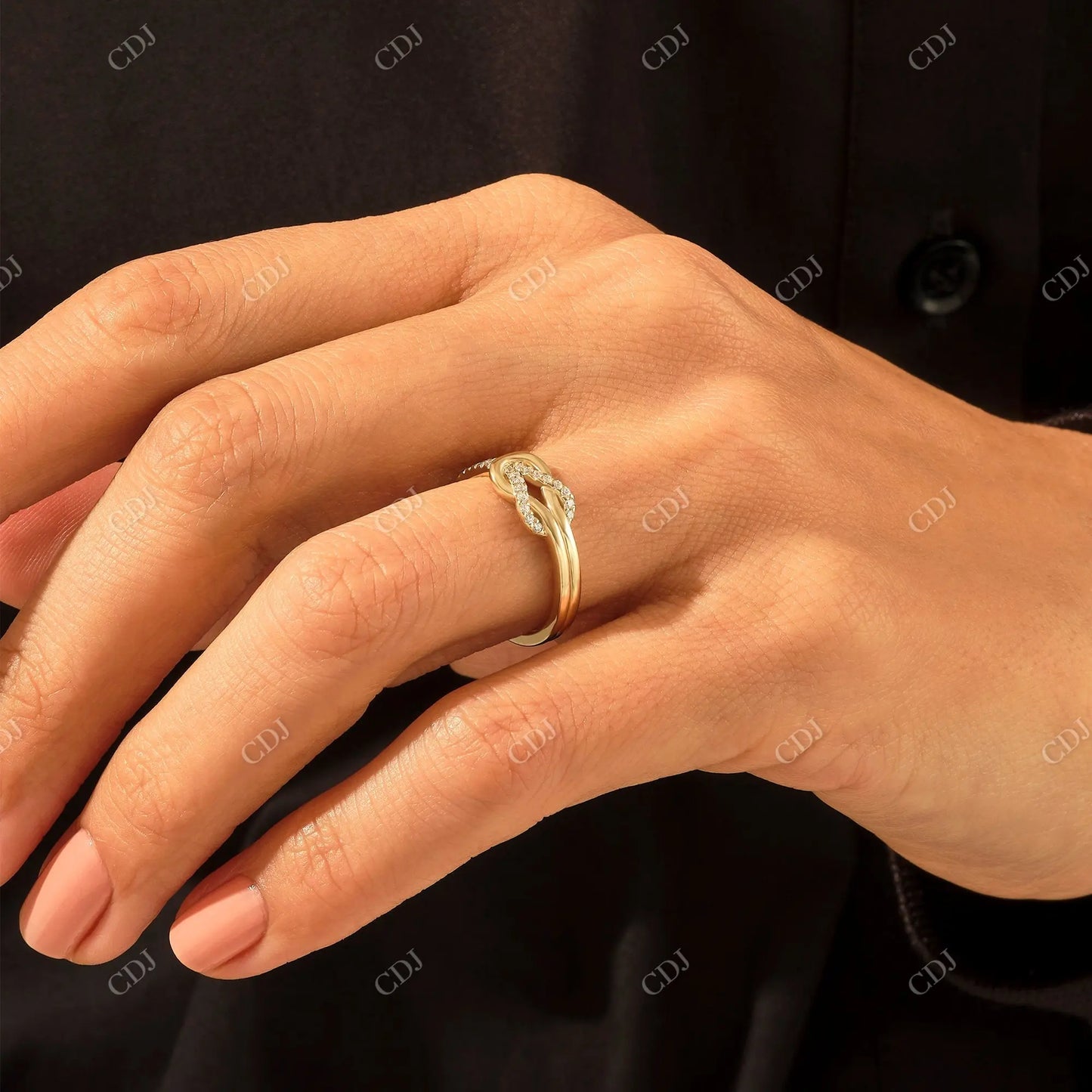 0.14CTW Diamond Bold Knot Infinity Wedding Band customdiamjewel