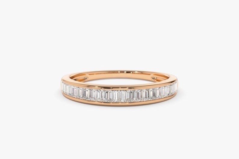 0.40CTW Baguette Cut Natural Diamond Channel Set Wedding Band customdiamjewel 10KT Rose Gold VVS-EF