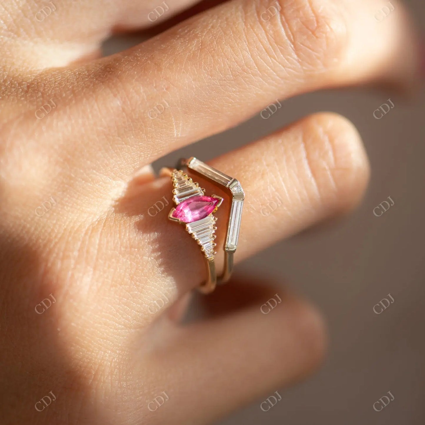 Chevron 0.3CTW Baguette Diamond Wedding Band customdiamjewel
