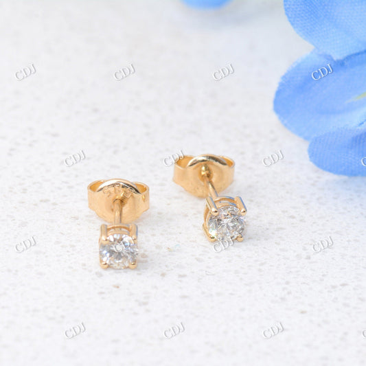 Round Moissanite Stud Diamond Earrings  customdiamjewel Sterling Silver Yellow Gold VVS-EF