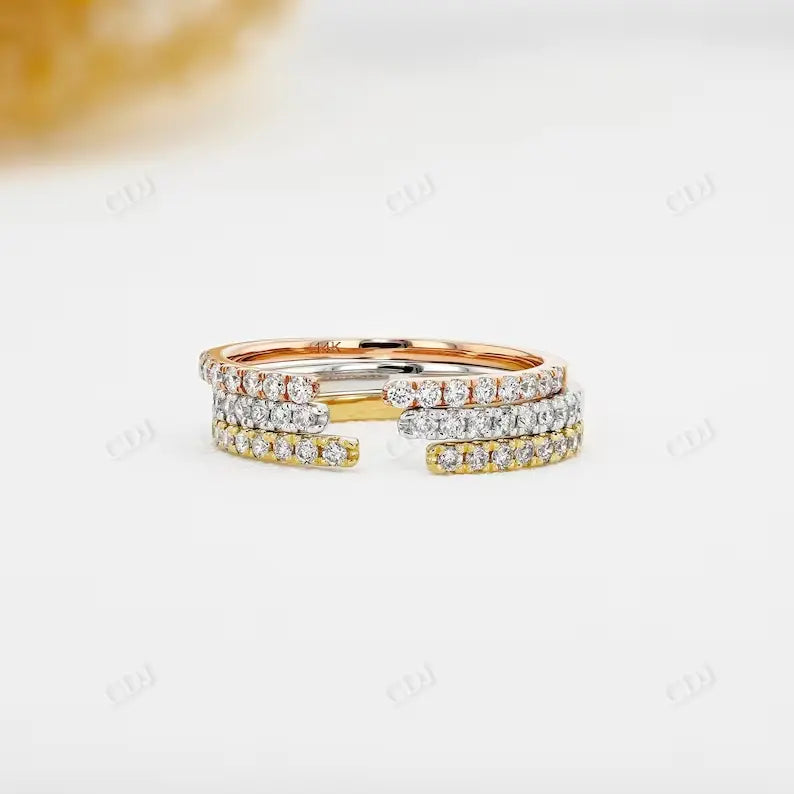 0.16CTW Round Lab Grown Diamond Microset Open Wedding Band customdiamjewel