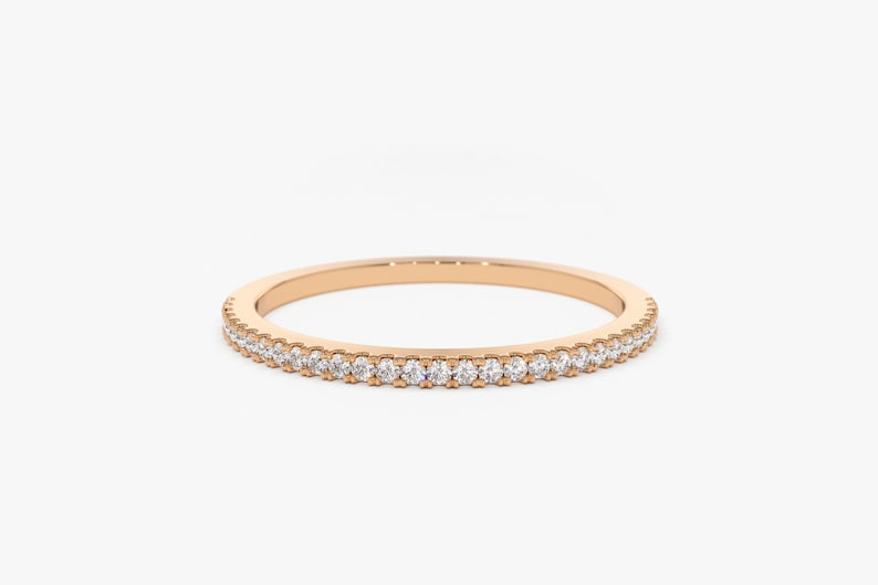 0.15CTW Natural Diamond White Gold Stackable Wedding Band customdiamjewel 10KT Rose Gold VVS-EF
