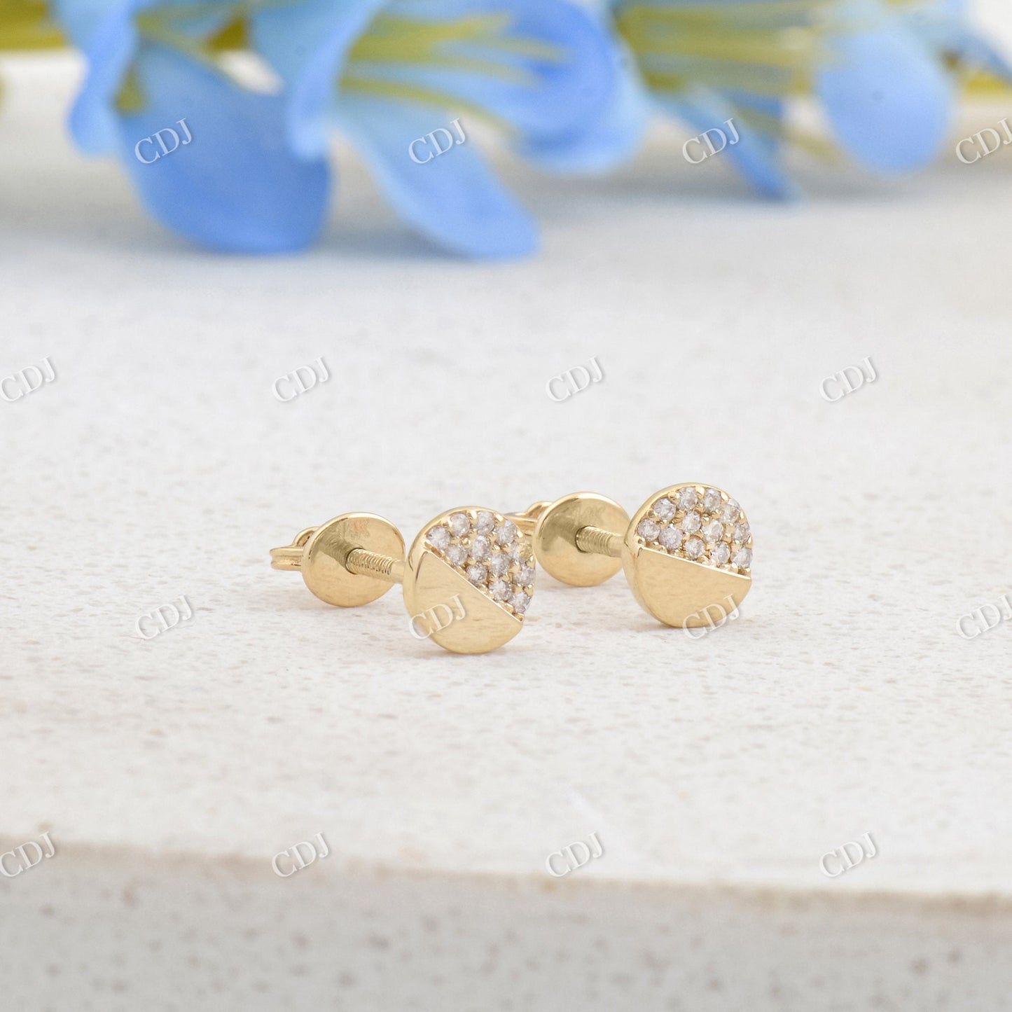 0.12CTW Round Moissanite Screw Back Stud Earrings customdiamjewel