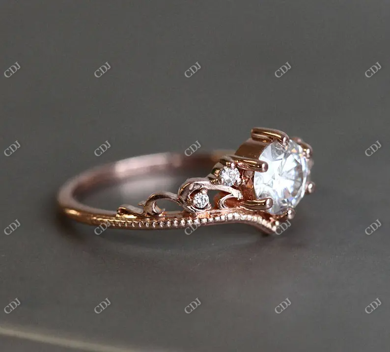 Vintage Round Cut Moissanite Bridal Ring Set customdiamjewel