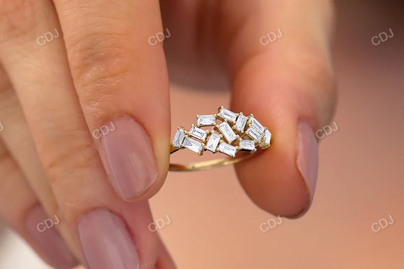 0.55CTW Real Baguette Diamond Stackable Cluster Wedding Band customdiamjewel