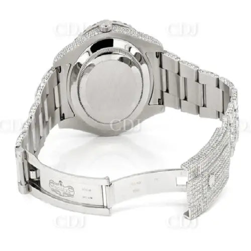 41MM Stainless Steel Rolex Round Moissanite Watch customdiamjewel