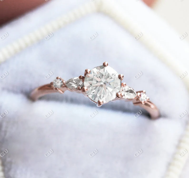 5 Stone Round Cut Moissanite Rose Gold Engagement Ring customdiamjewel