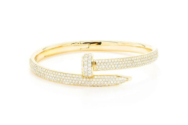 Yellow Gold Diamond Nail Bangle Bracelet customdiamjewel