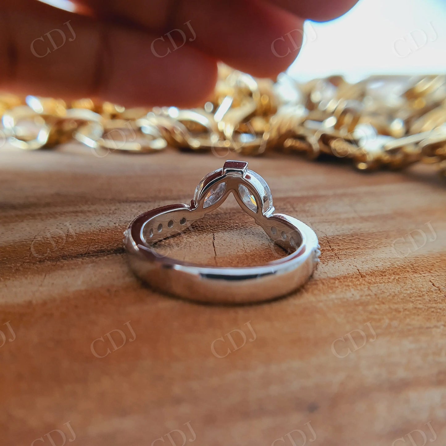 Marquise Cut Curved Moissanite Wedding Band customdiamjewel