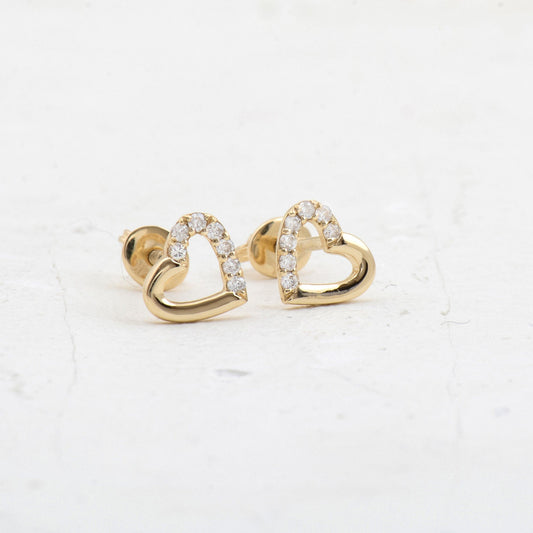 0.12CTW Moissanite Heart Cut Stud Earrings  customdiamjewel Sterling Silver Yellow Gold VVS-EF