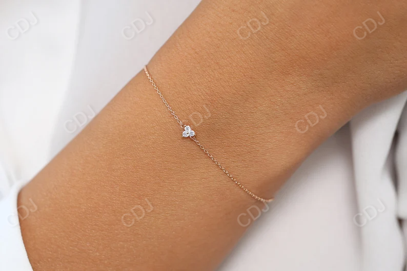 14K Gold Round Cut Trio Diamond Cluster Bracelet customdiamjewel