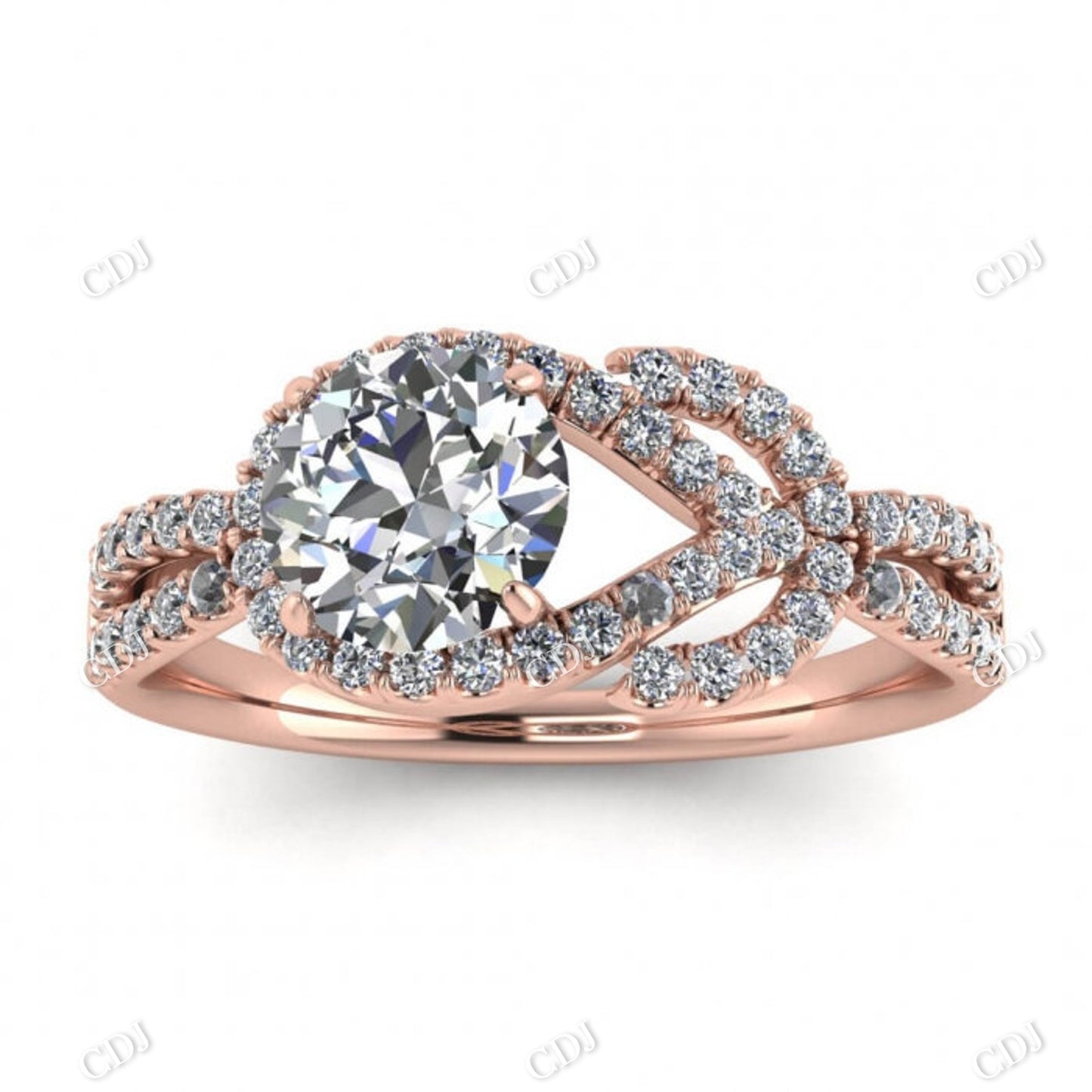 White Gold Unique Halo Moissanite Milgrain Engagement Ring customdiamjewel 10KT Rose Gold VVS-EF