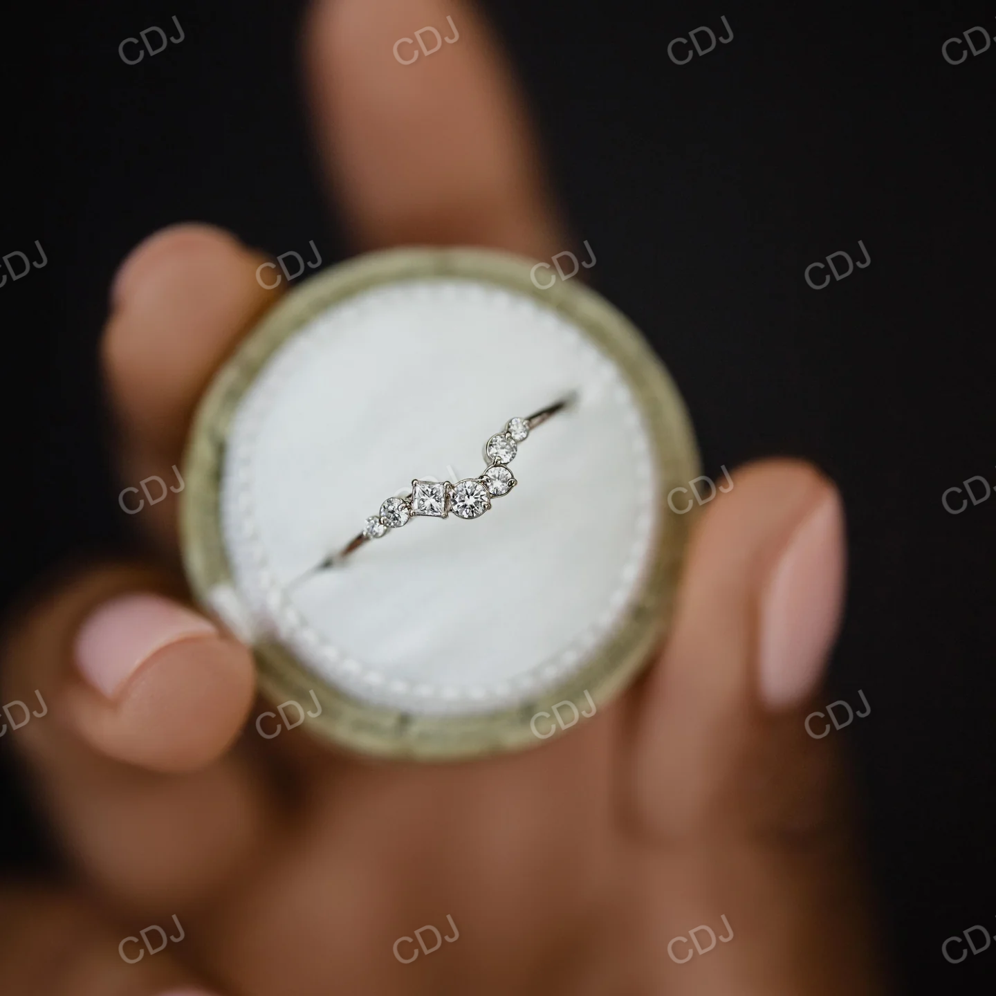 Natural Diamond Asscher & Round Cut Wedding Band customdiamjewel