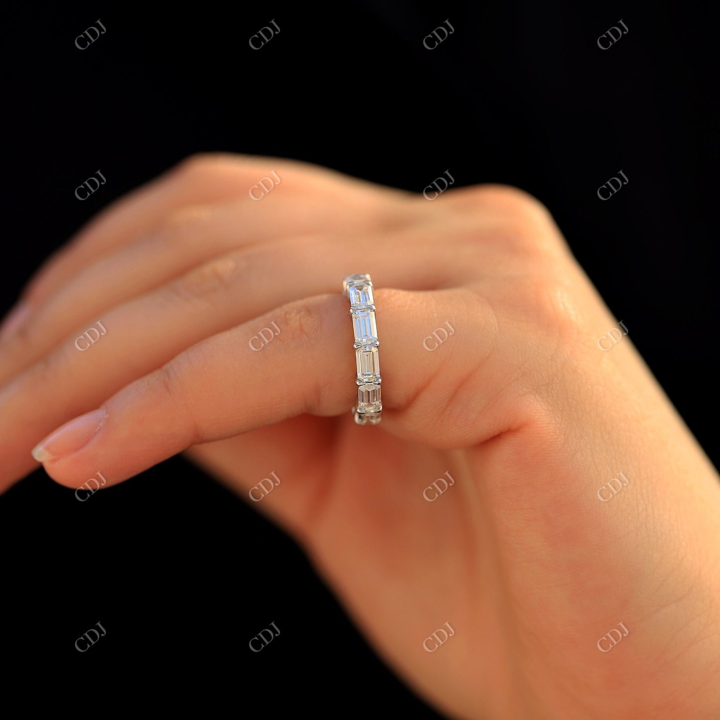 3.00CTW Emerald Cut Lab Grown Diamond Wedding Band customdiamjewel