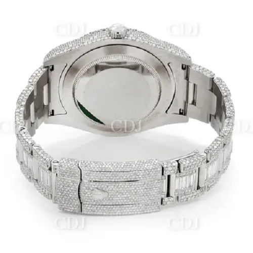 Premium Full White Stainless Steel Rolex Moissanite Watch (23.29CTW) customdiamjewel