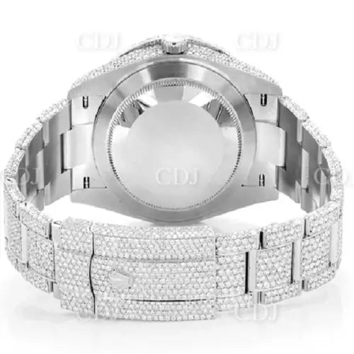 Custom Swiss Movement Stainless Steel Grey Dial Diamond Watch (27.70CTW) customdiamjewel