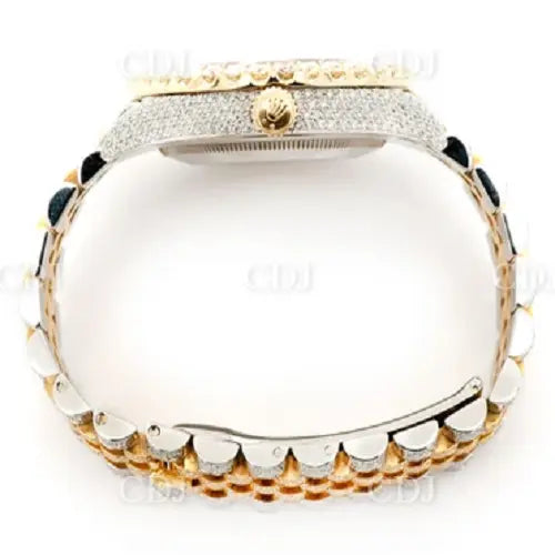 Iced Out Two Tone Rolex Hip Hop Moissanite Watch (12.54CTW) customdiamjewel