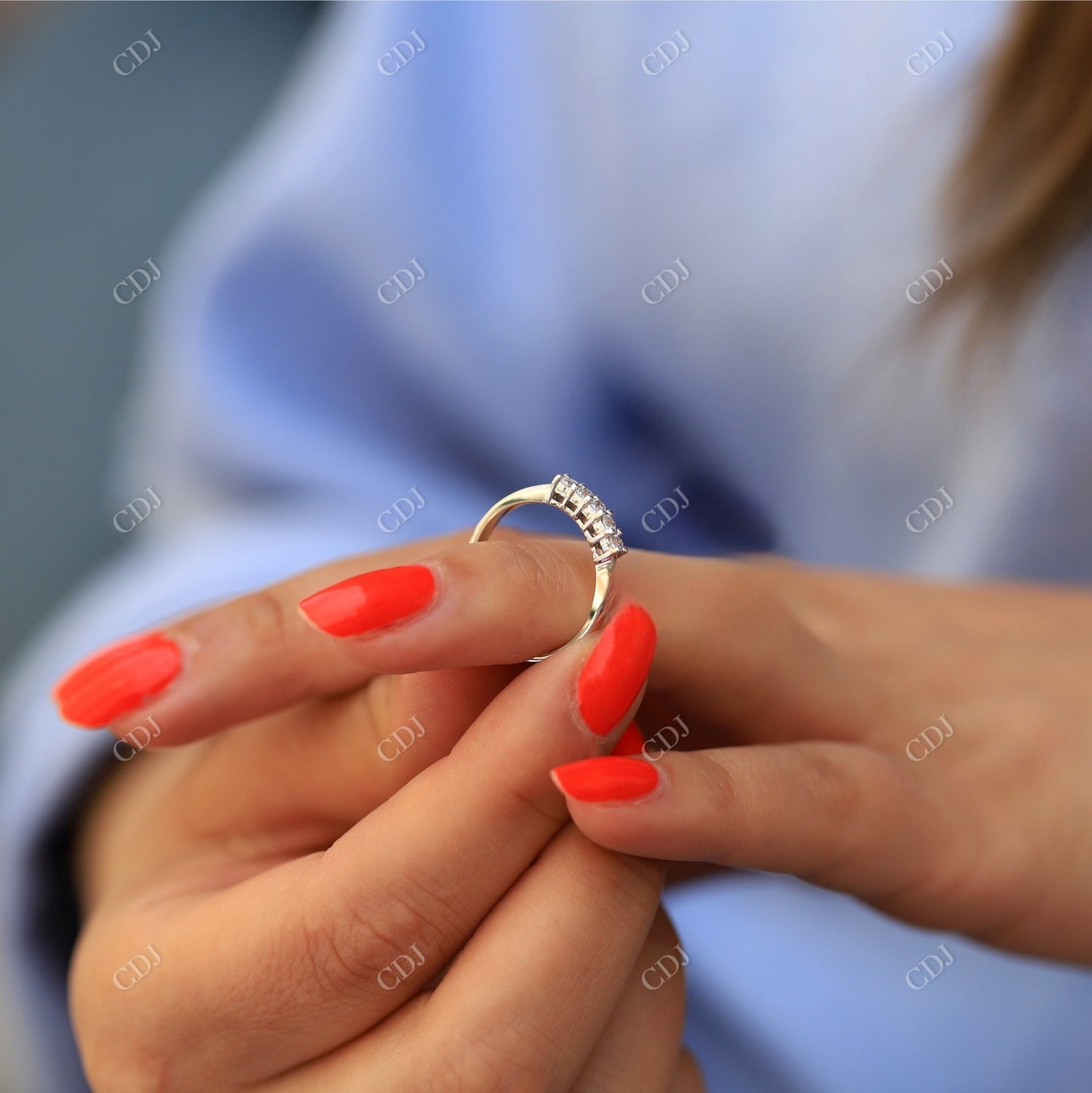 0.20CTW Solid White Gold Lab Grown Diamond Wedding Band customdiamjewel