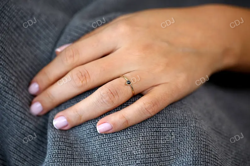 0.11CTW Rose Cut Lab Grown Diamond Black Onyx Gemstone Solitaire Ring customdiamjewel