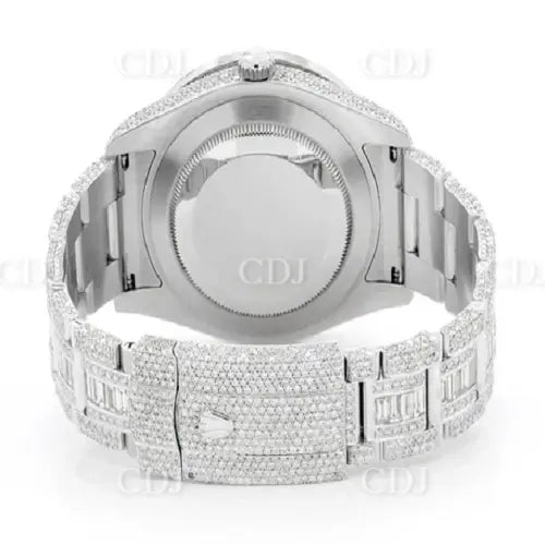 Blue Dial Full White Rolex Diamond Hip Hop Watch (23.95CTW) customdiamjewel