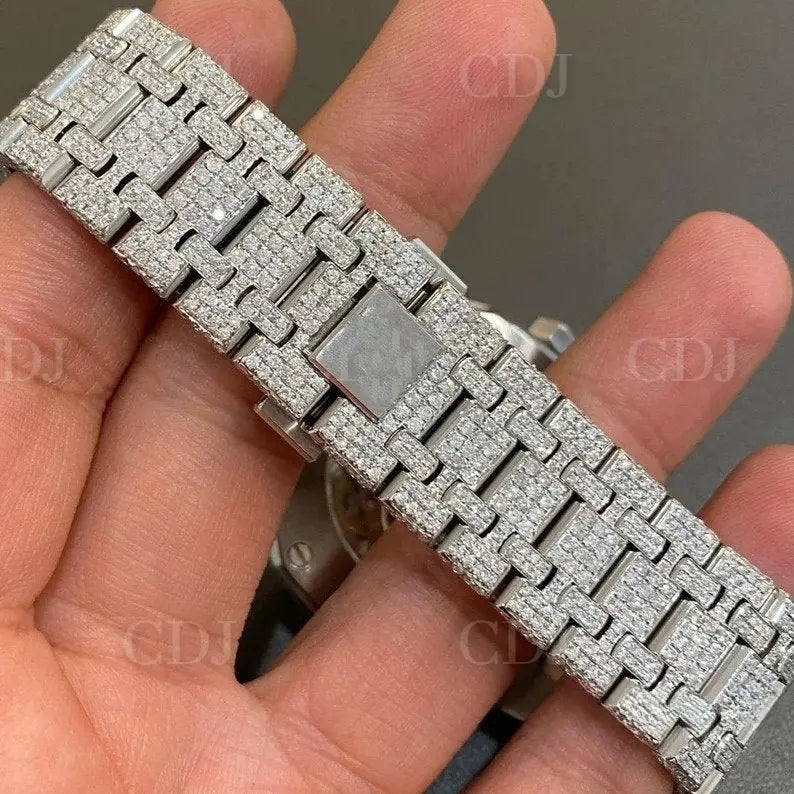 Blue Arabic Digit Bust Down Lab Diamond Audemars Piguet Watch customdiamjewel