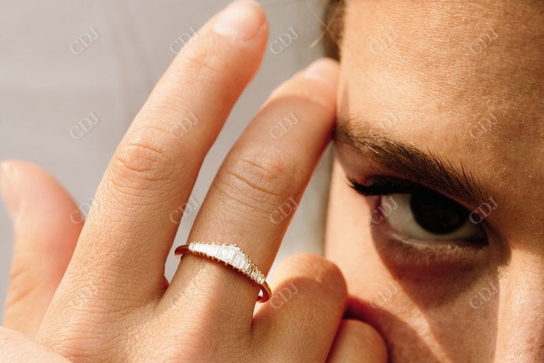 0.40CTW Baguette Cut Lab Grown Diamond Wedding Band customdiamjewel